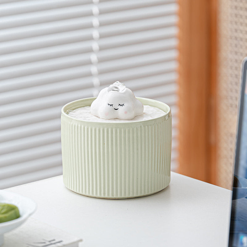 Ceramic Automatic Pet Water Fountain – 1000ml Quiet Drinking Fountain for Cats & Small Dogs