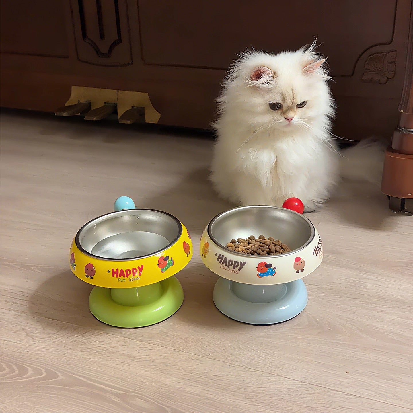 Elevated Stainless Steel Pet Bowl with ABS Base – Dog & Cat Feeding Bowl