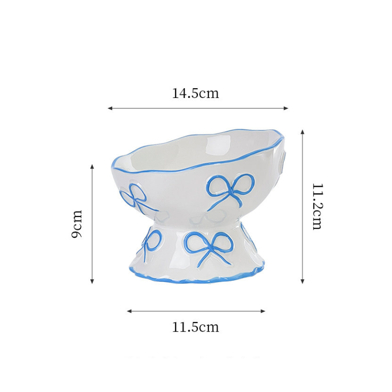 Elevated Ceramic Cat Bowl for Cats & Small Dogs – Raised Pet Food Bowl