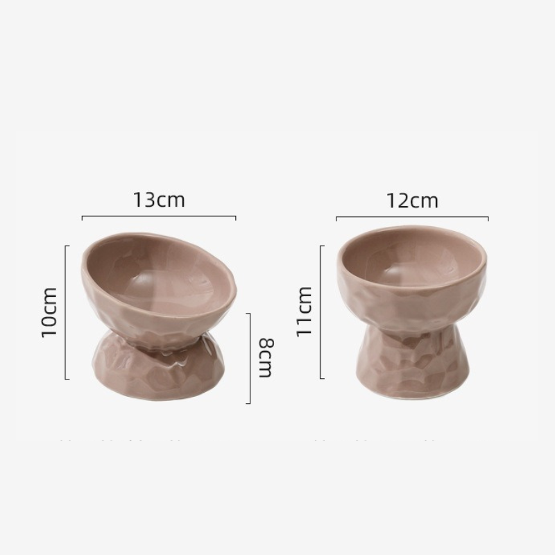 Elevated Tilted Ceramic Pet Bowl – Neck-Friendly Feeder for Cats & Small Dogs