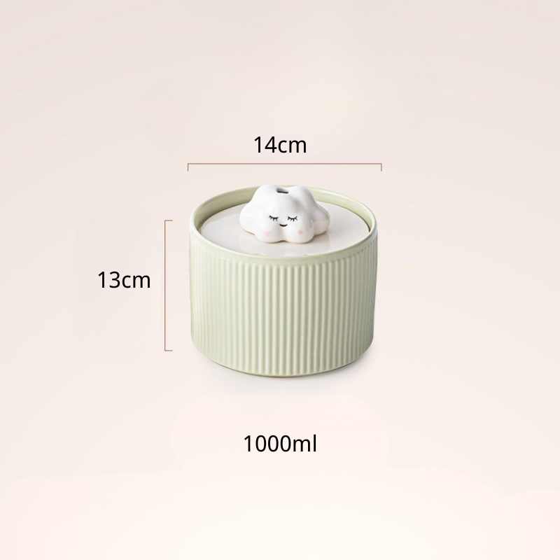 Ceramic Automatic Pet Water Fountain – 1000ml Quiet Drinking Fountain for Cats & Small Dogs