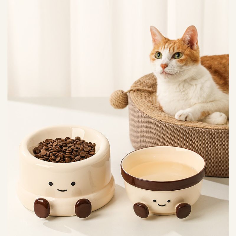 Elevated Ceramic Pet Bowl for Cats & Small Dogs