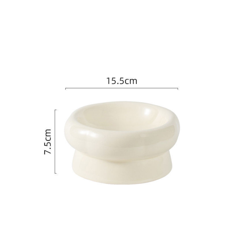 Elevated Ceramic Cat Bowl – Pure White Minimalist Feeding Bowl for Cats