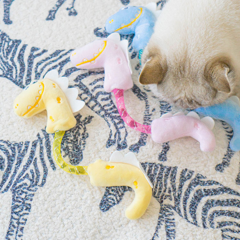 3pcs Dinosaur Cat Toy with Catnip & Gall Fruit Spring – Interactive Cat Toy