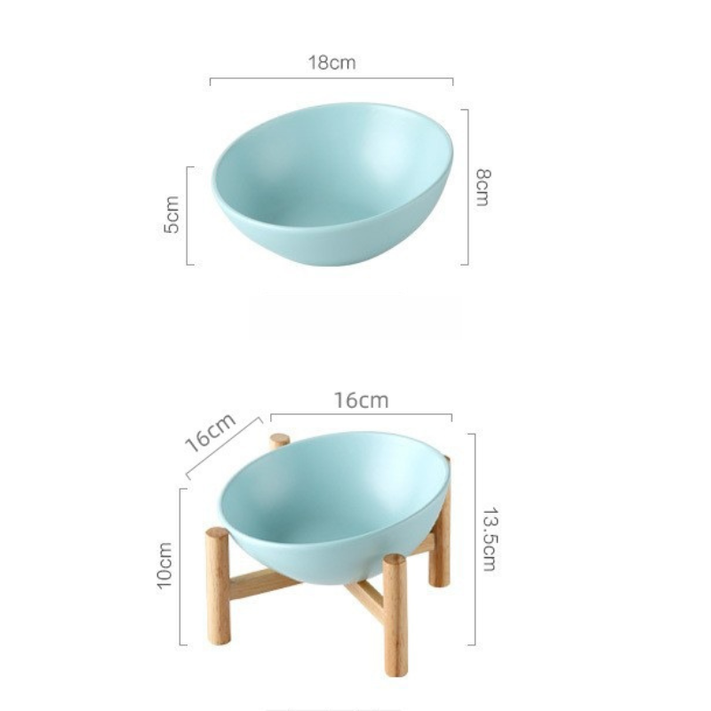 Elevated Slanted Ceramic Pet Bowl for Cats & Small Dogs
