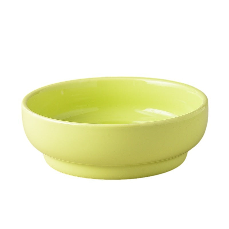 Elevated Ceramic Pet Bowl with Wooden Stand for Cats & Small Dogs – Wide Mouth Design