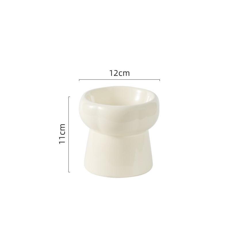 Elevated Ceramic Cat Bowl – Pure White Minimalist Feeding Bowl for Cats