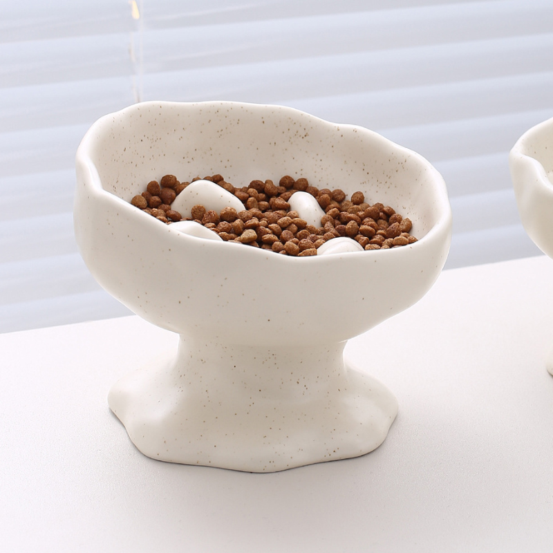 Angled Elevated Ceramic Slow Feeder Bowl for cat&small dog