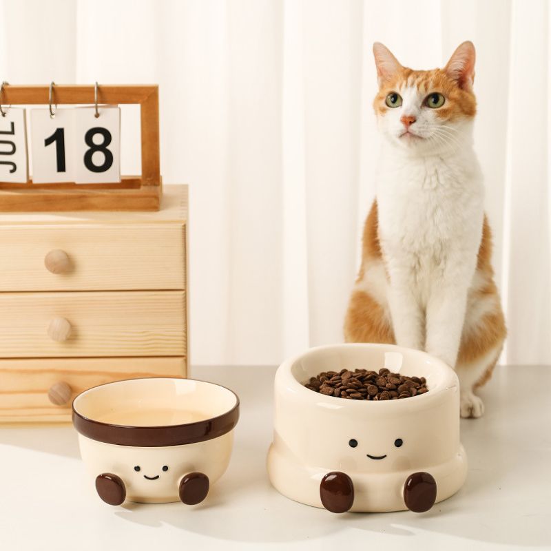 Elevated Ceramic Pet Bowl for Cats & Small Dogs