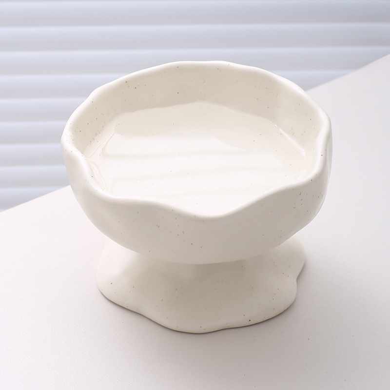 Angled Elevated Ceramic Slow Feeder Bowl for cat&small dog