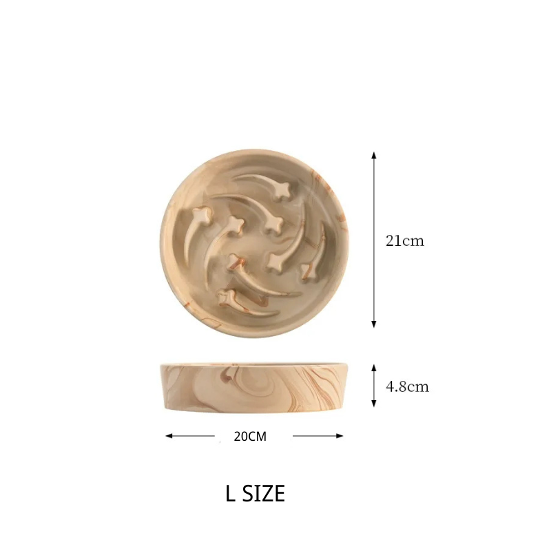 Meteor Texture Ceramic Slow Feeder Bowl – Anti-Gulping Bowl for Cats & all size Dogs