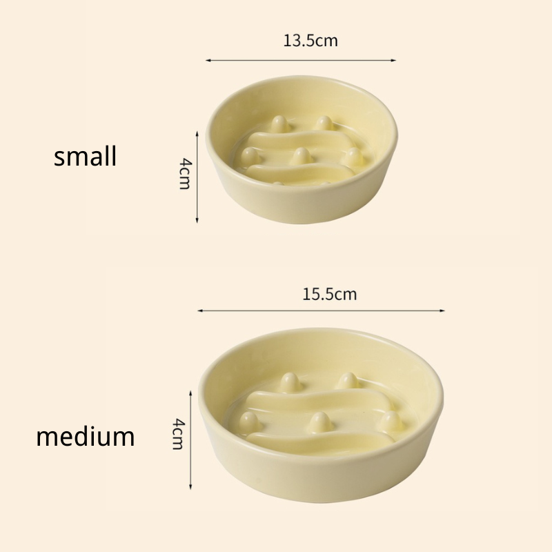Ceramic Slow Feeder Bowl for Cats and Dogs