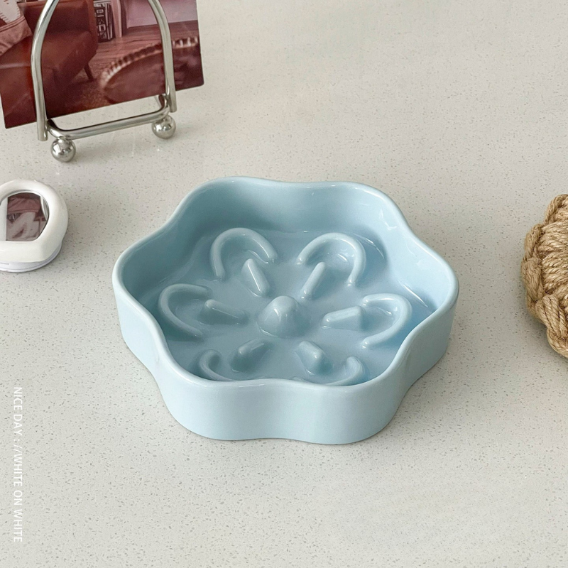 Ceramic Slow Feeder Bowl for Medium & Large Dogs – Deep Dish Design