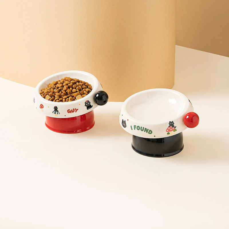 Elevated Ceramic Pet Bowl (Shallow Plate) for Cats