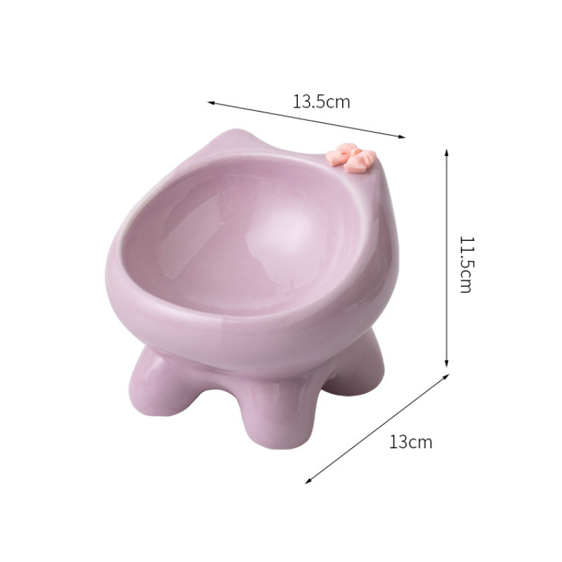 Elevated Shallow Ceramic Pet Bowl for Cats