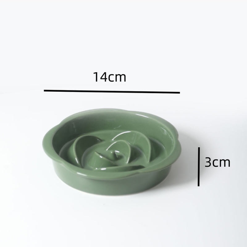 Elevated Ceramic Pet Bowl Set with Acrylic Stand – Slow Feeder Design for Cats & Small Dogs