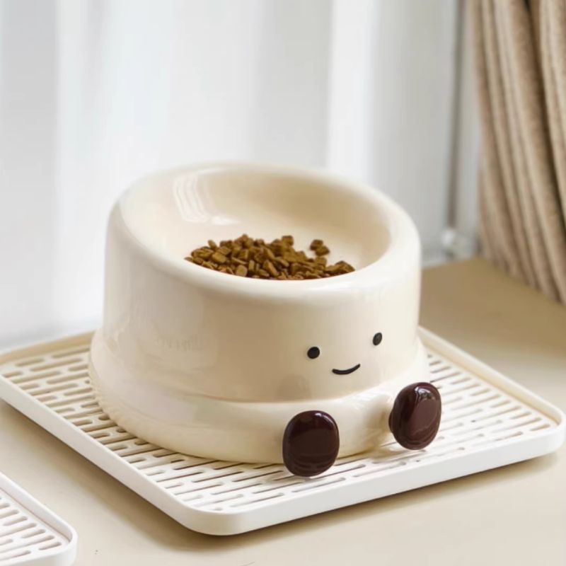 Elevated Ceramic Pet Bowl for Cats & Small Dogs