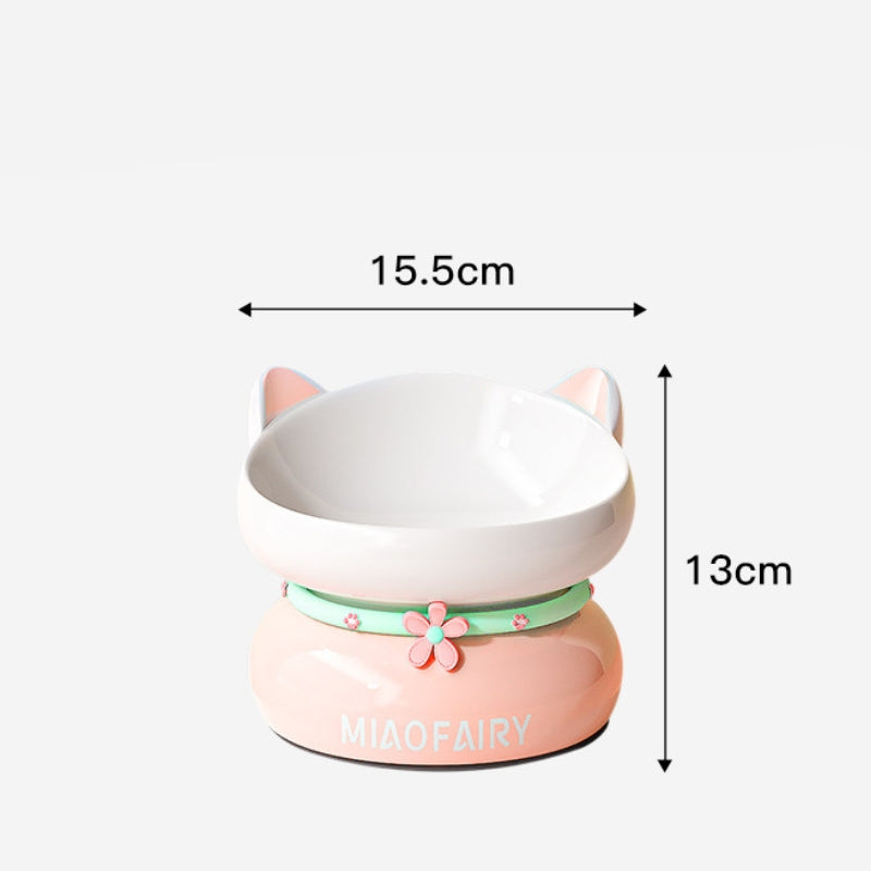 Elevated Tilted Ceramic Pet Bowl for Cats & Small Dogs | Cat Food & Water Bowl