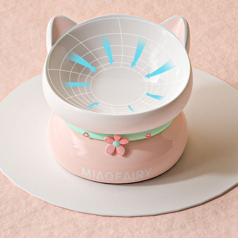Elevated Tilted Ceramic Pet Bowl for Cats & Small Dogs | Cat Food & Water Bowl