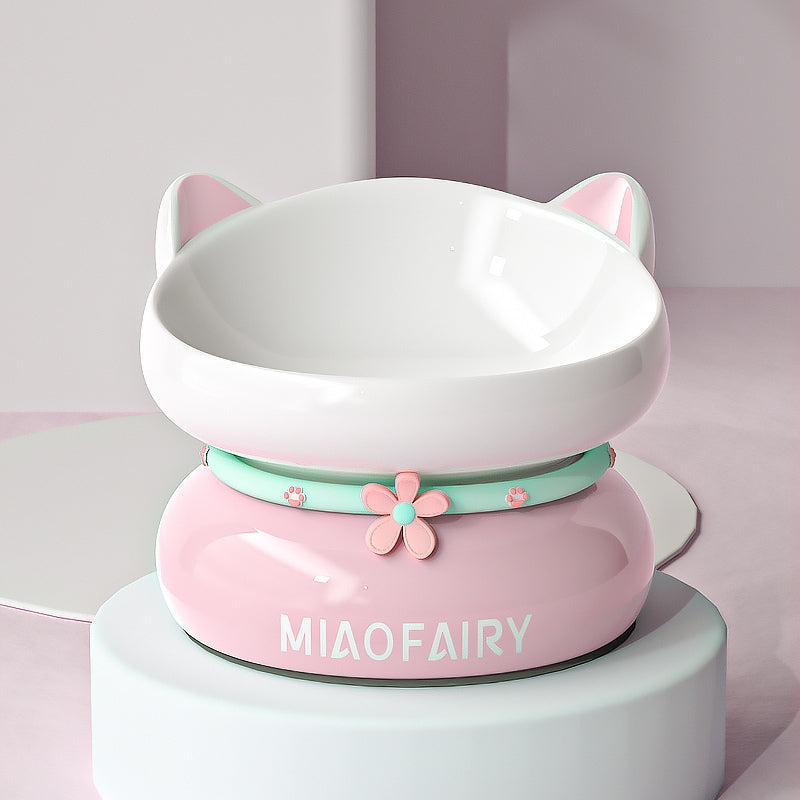 Elevated Tilted Ceramic Pet Bowl for Cats & Small Dogs | Cat Food & Water Bowl