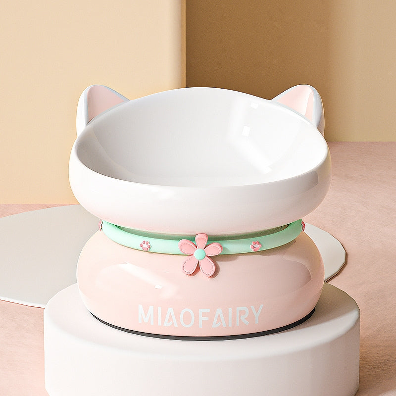 Elevated Tilted Ceramic Pet Bowl for Cats & Small Dogs | Cat Food & Water Bowl