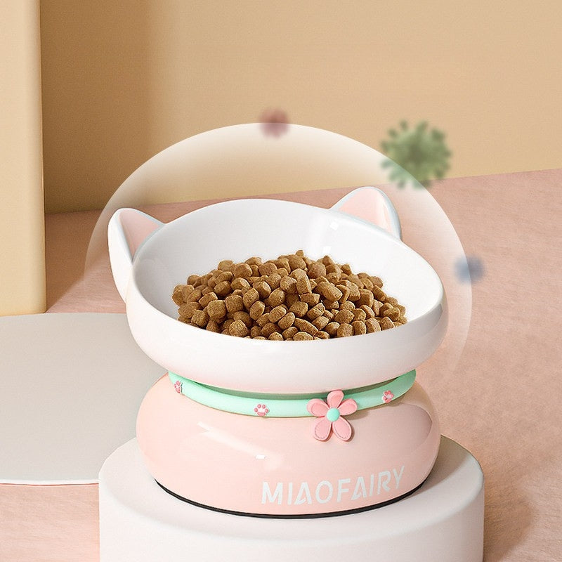 Elevated Tilted Ceramic Pet Bowl for Cats & Small Dogs | Cat Food & Water Bowl