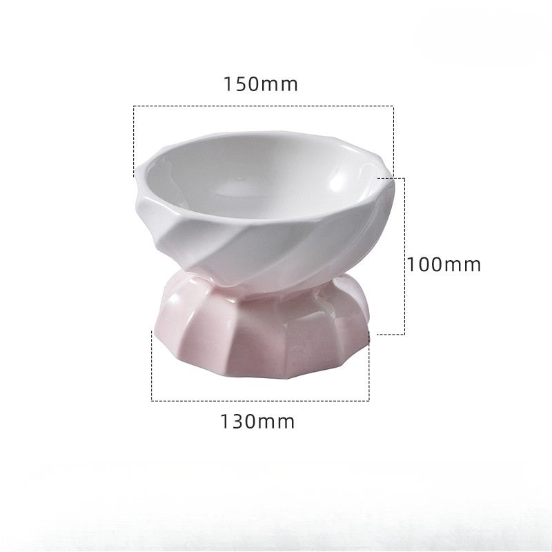 Elevated Ceramic Cat Plate – Shallow Design Cat Bowl for Long-Haired Cats