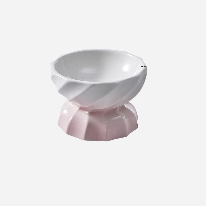 Elevated Ceramic Cat Plate – Shallow Design Cat Bowl for Long-Haired Cats