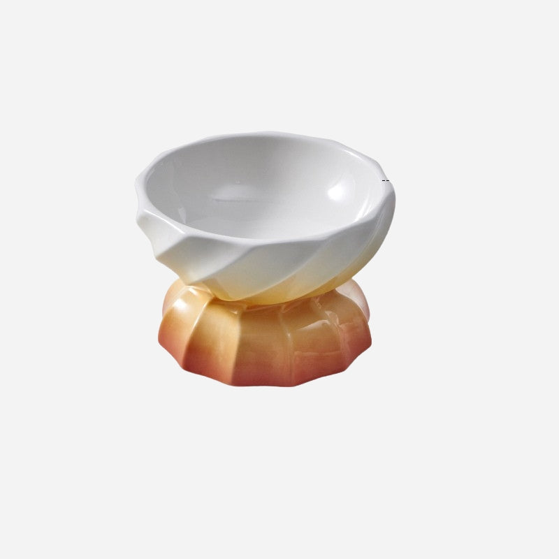 Elevated Ceramic Cat Plate – Shallow Design Cat Bowl for Long-Haired Cats