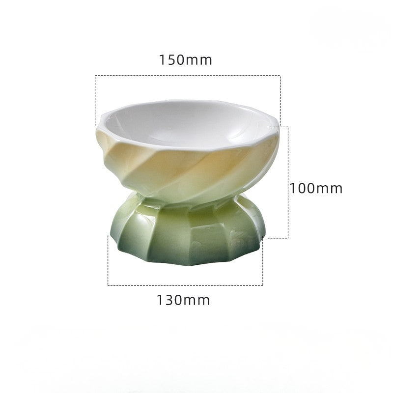 Elevated Ceramic Cat Plate – Shallow Design Cat Bowl for Long-Haired Cats