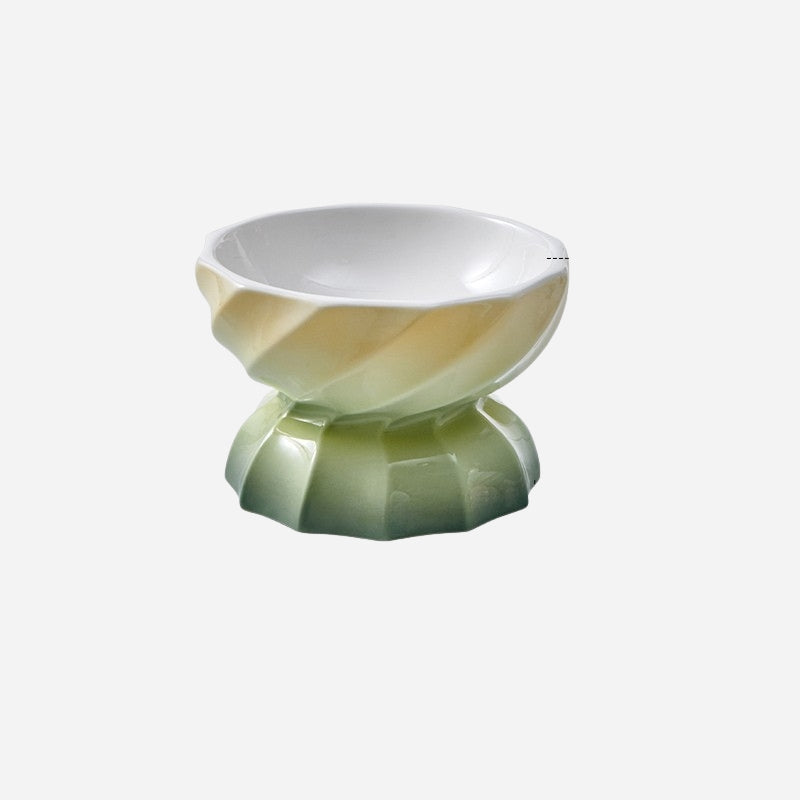 Elevated Ceramic Cat Plate – Shallow Design Cat Bowl for Long-Haired Cats