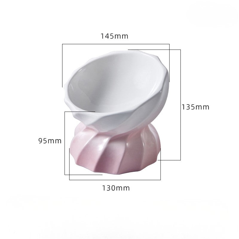 Elevated Ceramic Cat Plate – Shallow Design Cat Bowl for Long-Haired Cats