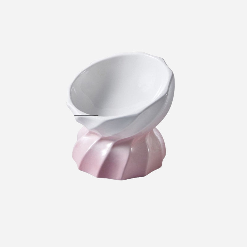 Elevated Ceramic Cat Plate – Shallow Design Cat Bowl for Long-Haired Cats