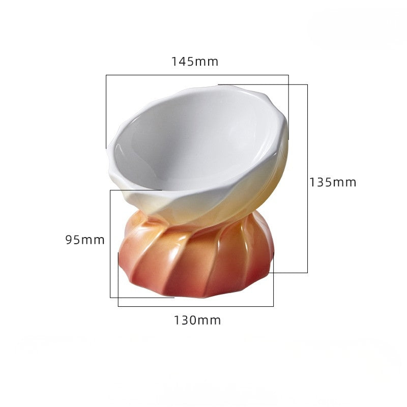 Elevated Ceramic Cat Plate – Shallow Design Cat Bowl for Long-Haired Cats