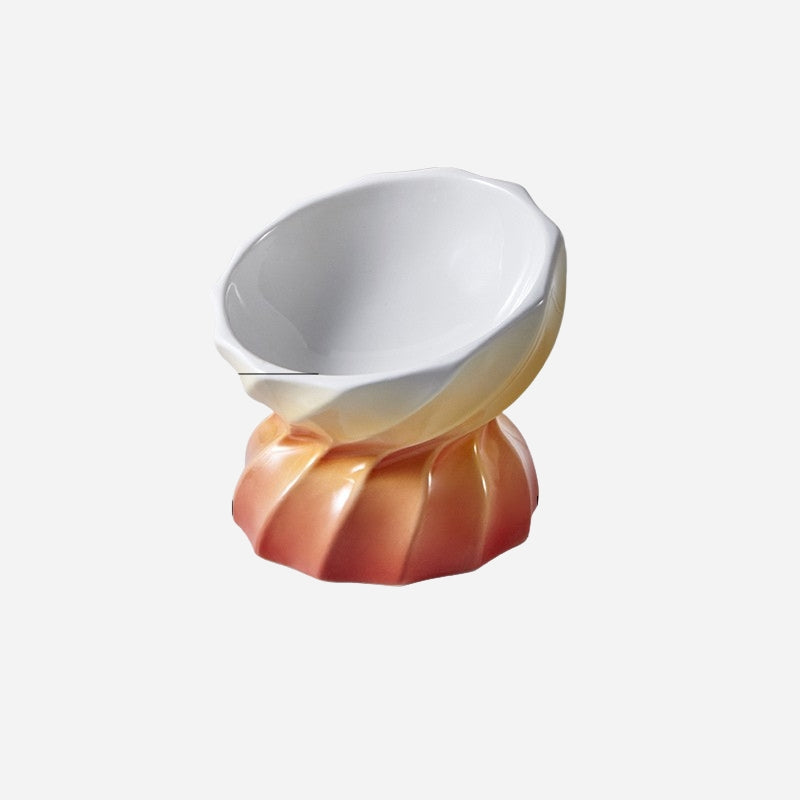 Elevated Ceramic Cat Plate – Shallow Design Cat Bowl for Long-Haired Cats