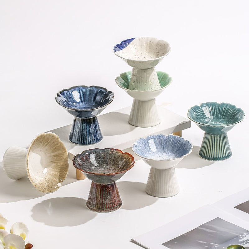 Ceramic Cat Bowl – Elevated Cat Food & Water Dish for Wet Food, Neck-Friendly Pet Bowl