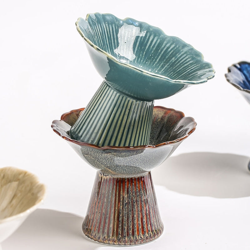 Ceramic Cat Bowl – Elevated Cat Food & Water Dish for Wet Food, Neck-Friendly Pet Bowl