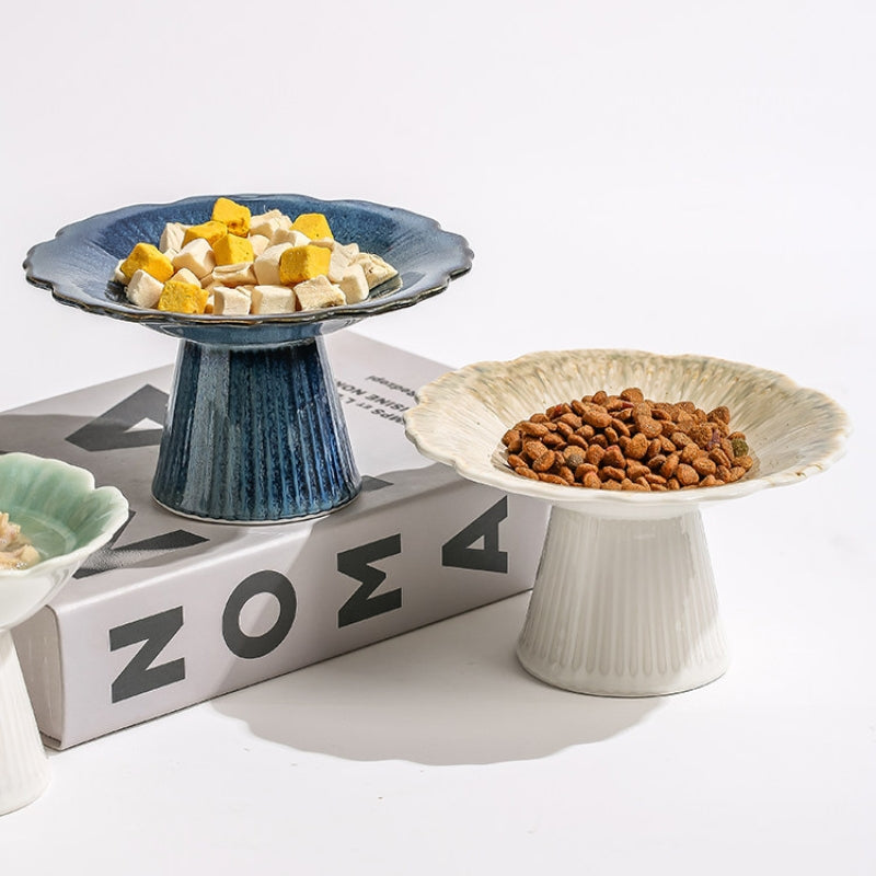 Ceramic Cat Bowl – Elevated Cat Food & Water Dish for Wet Food, Neck-Friendly Pet Bowl