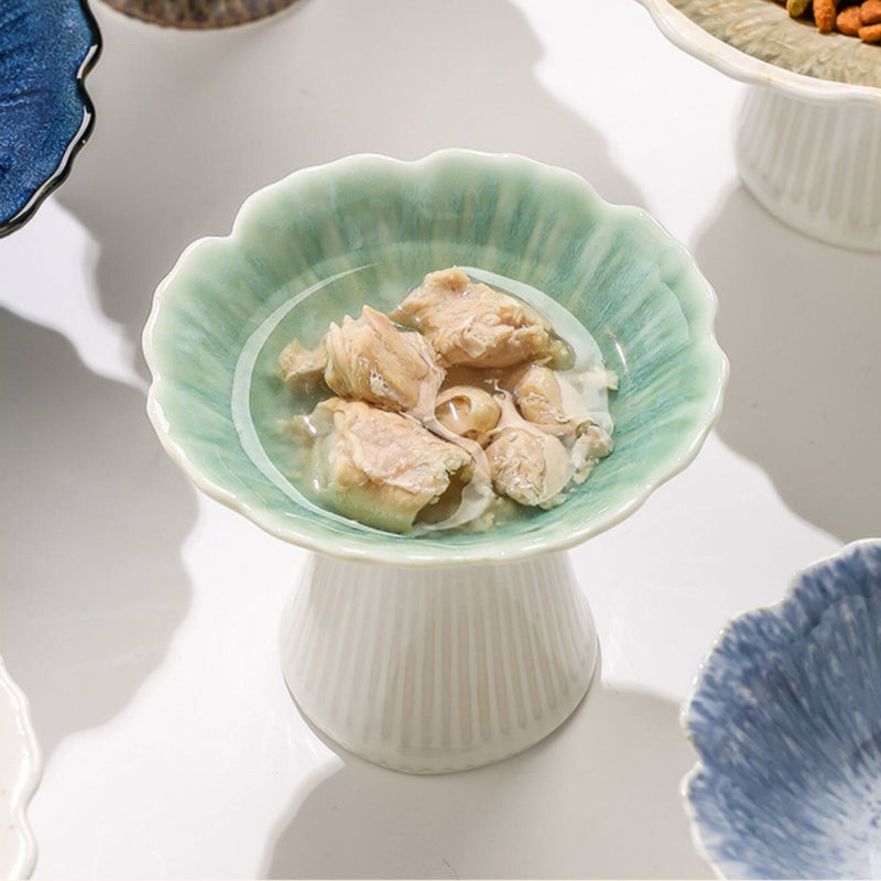 Ceramic Cat Bowl – Elevated Cat Food & Water Dish for Wet Food, Neck-Friendly Pet Bowl