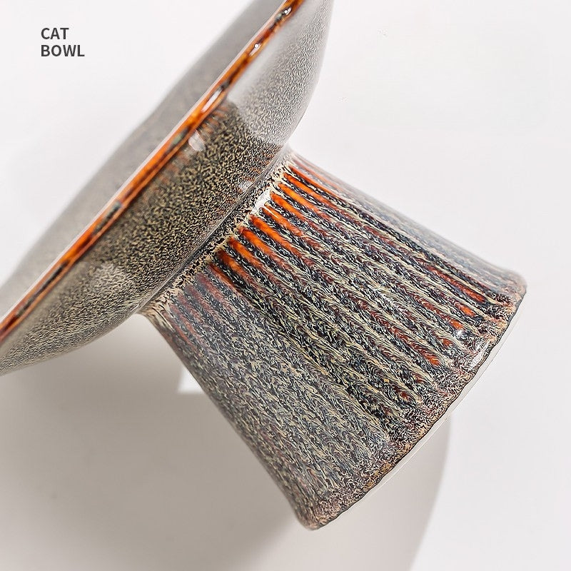 Ceramic Cat Bowl – Elevated Cat Food & Water Dish for Wet Food, Neck-Friendly Pet Bowl