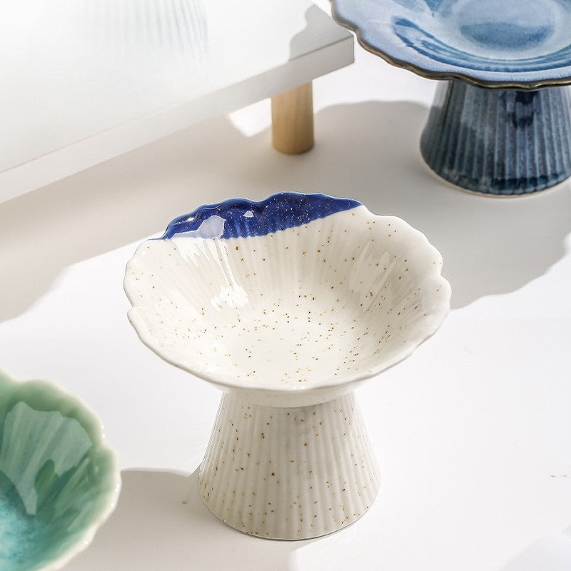 Ceramic Cat Bowl – Elevated Cat Food & Water Dish for Wet Food, Neck-Friendly Pet Bowl