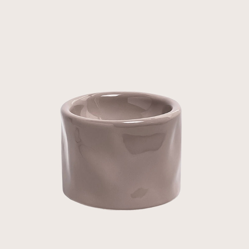 Handcrafted Irregular Black Ceramic Elevated Pet Bowl – Wide Mouth Neck Support Bowl for Cats & Small Dogs