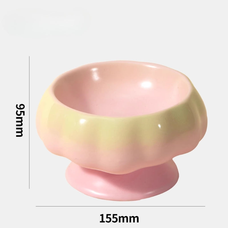 Ceramic Cat Bowl – Tilted Anti-Spill Pet Bowl for Cats, Neck-Friendly Food & Water Dishv