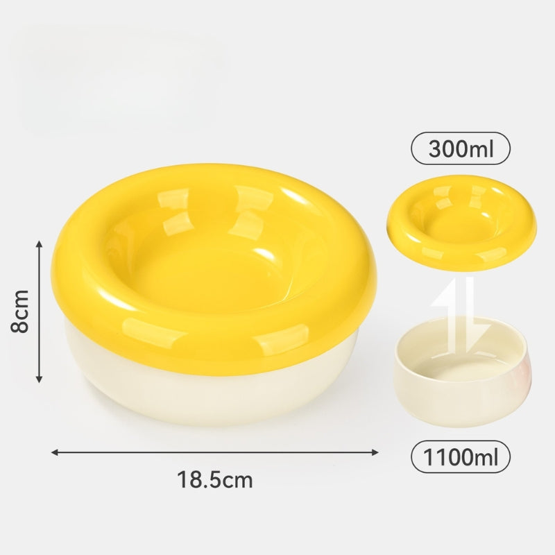 Ceramic Cat Bowl – Tilted Anti-Spill Pet Bowl for Cats, Neck-Friendly Food & Water Dishv