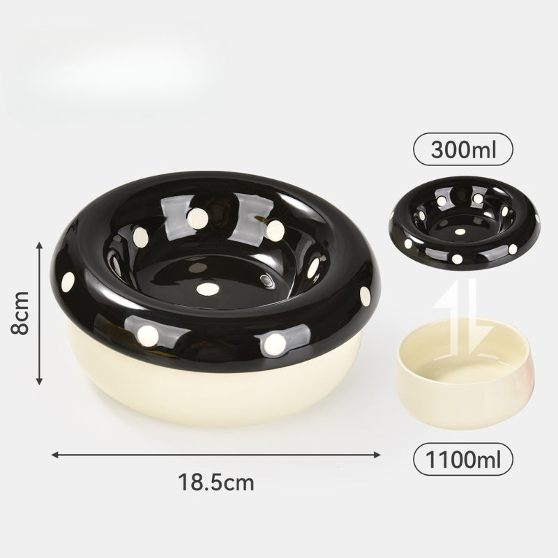 Ceramic Cat Bowl – Tilted Anti-Spill Pet Bowl for Cats, Neck-Friendly Food & Water Dishv