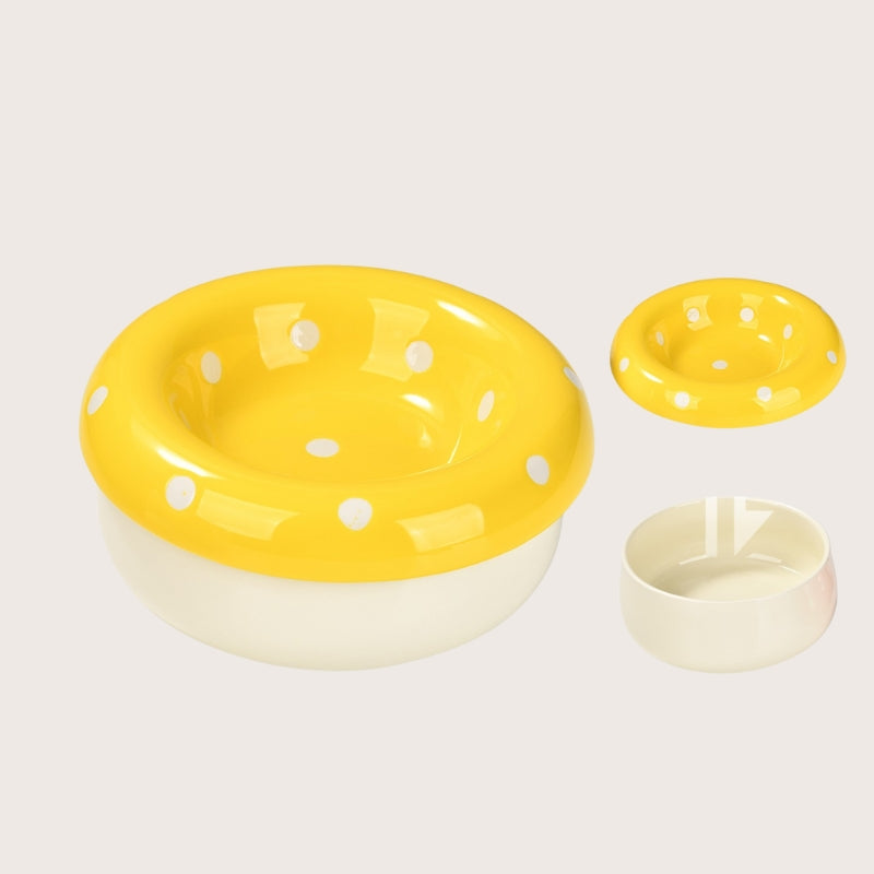 Ceramic Cat Bowl – Tilted Anti-Spill Pet Bowl for Cats, Neck-Friendly Food & Water Dishv