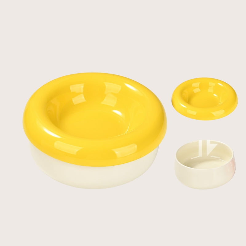 Ceramic Cat Bowl – Tilted Anti-Spill Pet Bowl for Cats, Neck-Friendly Food & Water Dishv