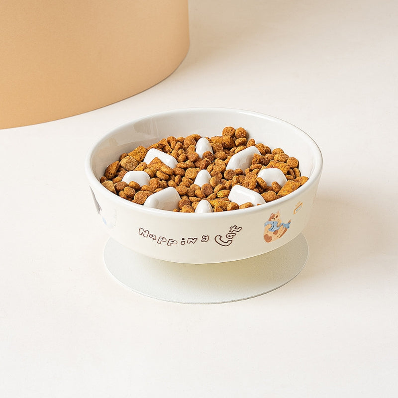 Anti-Tip Elevated Ceramic Pet Bowl – Flat Feeding & Water Bowl for Cats and Dogs