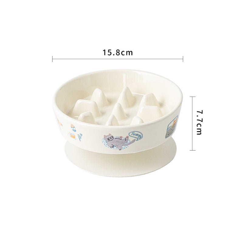 Anti-Tip Elevated Ceramic Pet Bowl – Flat Feeding & Water Bowl for Cats and Dogs