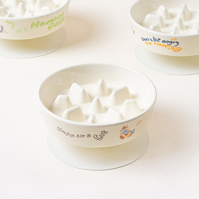 Anti-Tip Elevated Ceramic Pet Bowl – Flat Feeding & Water Bowl for Cats and Dogs